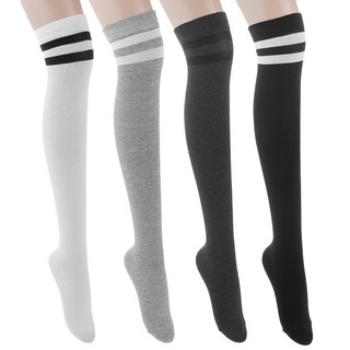 BASE ALPHA ESSENTIALS 女款雙條紋膝上襪 4雙組