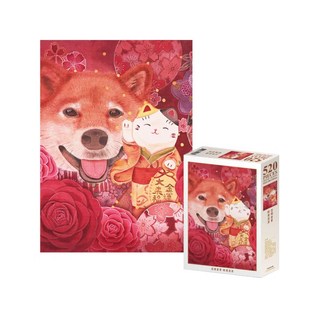JB DESIGN 拼圖 柴犬 花開富貴柴運滾滾 Set 520片 可愛柴犬圖案 象徵財運滾滾 精美包裝 送禮或自用都合適, 1盒