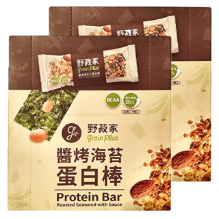 grain plus 野菽家 穀物蛋白棒 醬烤海苔 7條裝 含BCAA 蛋白質含量超過25%, 210g, 2盒