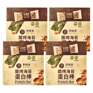 grain plus 野菽家 穀物蛋白棒 醬烤海苔 7條裝 含BCAA 蛋白質含量超過25%, 210g, 4盒