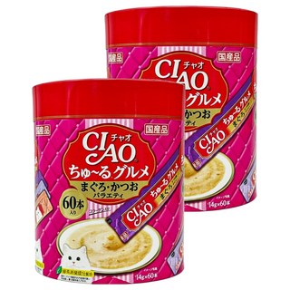 INABA CIAO 啾嚕 燒肉泥, 鮪魚 + 鰹魚綜合, 840g, 2桶