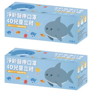 淨新科技 兒童 4D口罩, 25片, 2盒, 綠色