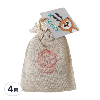 OSMI 歐絲密 沉香艾草香囊, 平安納福驅瘟 全家大小適用, 25g, 4包, 木質草本香