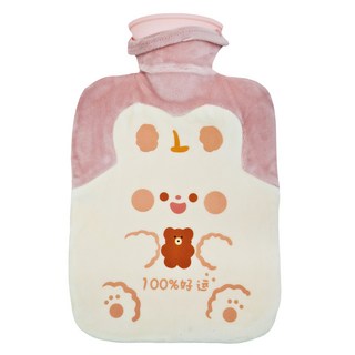 s-sportplus+ 絨毛熱水袋 1000ml 白兔造型 m2001002-02 安全防漏 柔軟舒適, 1個