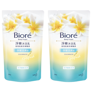 Biore 蜜妮 彈嫩清爽 淨嫩沐浴乳 補充包 緬梔花香, 700g, 2包