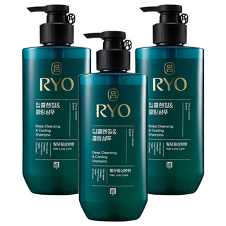 RYO 呂 韓方頭皮瞬效修護洗髮精 清爽控油 480ml 深層清潔 頭髮護理, 3瓶