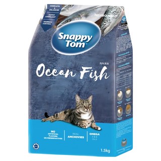 Snappy Tom 幸福貓 貓乾糧 含Omega 3&6魚油 添加小魚乾 全年齡適用, 海魚風味, 1.5kg, 1袋