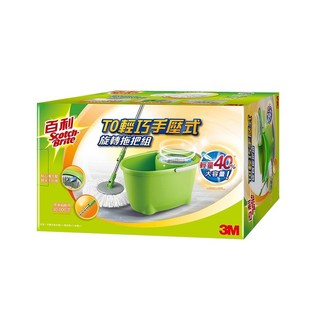3M Scotch-Brite 百利 T0輕巧手壓式旋轉拖把組, 1組