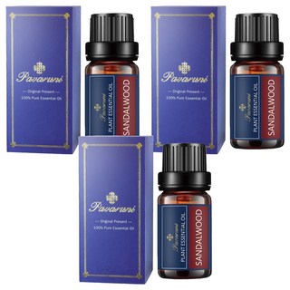 美國Pavaruni 純單方檀香精油 純植物萃取 舒緩壓力 平衡油脂, 10ml, 3瓶