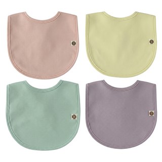 Bunnie Blossom 素色圍兜 4件組, 綠色 + 粉色 + 黃色 + 紫色, 4件, 1組