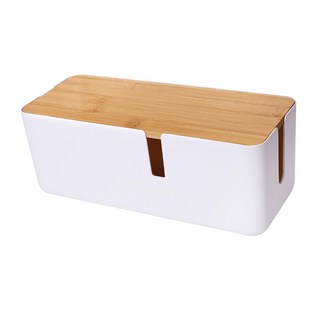 Mega 極簡風可壁掛木蓋電線收納盒, 消光白色, 1個