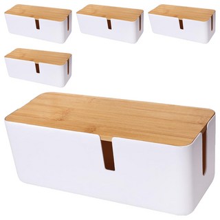 Mega 極簡風可壁掛木蓋電線收納盒, 消光白色, 5個