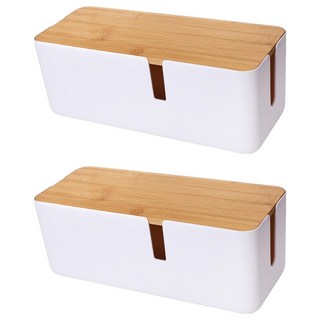 Mega 極簡風可壁掛木蓋電線收納盒, 消光白色, 2個