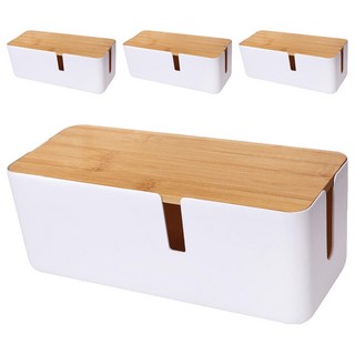 Mega 極簡風可壁掛木蓋電線收納盒, 消光白色, 4個