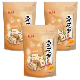新東陽 雪花餅 芒果 台灣經典零食 酥脆中帶柔軟 口感層次豐富, 180g, 3包