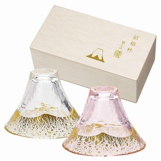 TOYO-SASAKI GLASS 東洋佐佐木 手工玻璃金箔富士山招福杯 清酒杯, 1盒