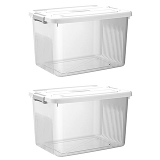 BangJiaShi 幫家適 掀蓋式透明收納箱, 透白, 2個