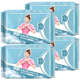 Sweetie 舒芯 超薄抑菌涼感衛生棉 夜用加長型, 34cm, 6片, 4包