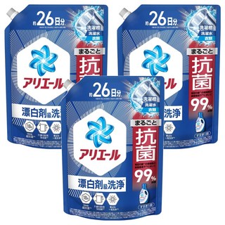 ARIEL 日本原裝進口 超濃縮抗菌抗臭洗衣精 經典抗菌 補充包, 625g, 3包