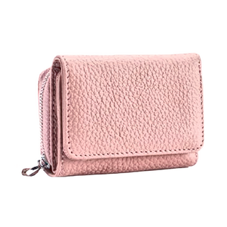 RFID 真皮頭層牛皮 3摺迷你短夾, 小身型大容量, 多功能分層收納, 豆粉, 1個, 迷你