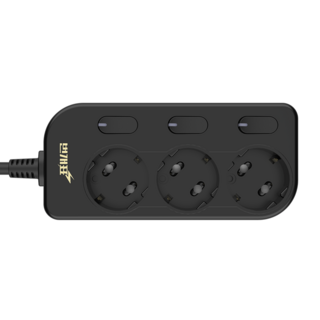 KUMHO Beongaepyo 節能型 新獨立開關延長線 3孔, 5m, 黑色, 1個