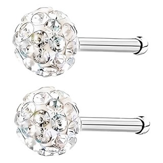 耀眼美人 迷你聚光球鋯石鑽養耳棒,醫療鋼/鈦鋼耳環 2個, 白彩, 2件
