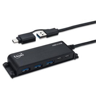 E-books H22 長線型Type-C + USB 3.2可固定5孔集線器1M + Type-C雙接頭, 超高速傳輸, 5孔擴充, E-PCD207, 1組
