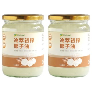 TRUE ONE 食在加分 冷萃初榨椰子油, 2個, 500ml