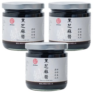 真老 純黑芝麻醬 精選黑芝麻, 200g, 3罐