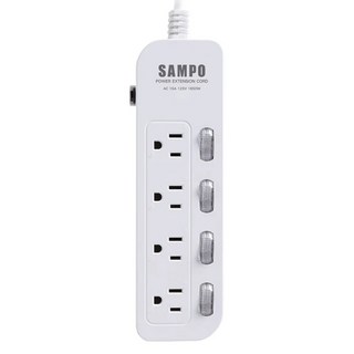 SAMPO 聲寶 四開四插電源延長線組 3孔 EL-W44R9, 2.7m, 白色, 1條