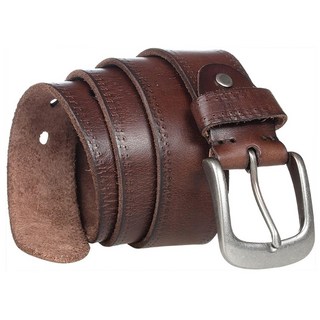 男款真皮頭層牛皮帶 合金針釦 LL181, 咖色, 帶身(110~125cm/130cm隨機) x 寬(3.8cm)