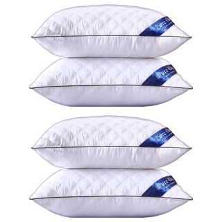 Pure One 七星級飯店菱格紋羽絲絨枕 抑菌抗菌 2入組, 75 x 42cm, 白色, 2組