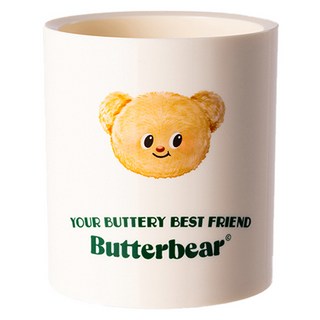 奶油熊圓形筆筒, 1個, 簡約白