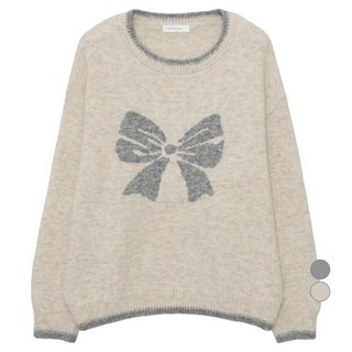 BURU N JUDY 女款蝴蝶結撞色圓領針織衫 BOSAPO524B