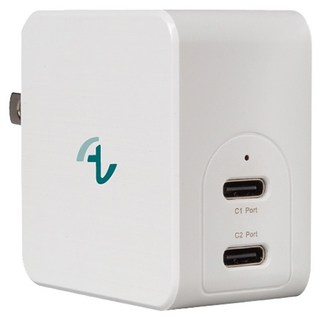 ALLite GaN 氮化鎵 65W 雙口 USB-C 快充充電器, 白色, 1個