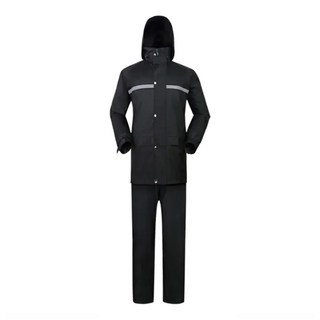 DREAMCATCHER 捕夢網 零滲透雙層兩件式雨衣 加強版 - 機車騎士必備全身防水套裝, 黑色