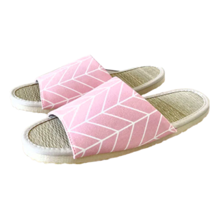 i Slippers 小清新 真草蓆室內拖鞋 台灣製造 真皮編織, 粉色, M(23~25cm), 1雙