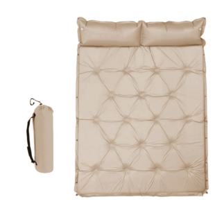 西格傢飾 可拼接自動加厚雙人充氣床墊 附收納袋, 米白, 1個, 192 x 132 x 5cm
