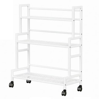 FAmILyLIFE 生活 階梯式附輪多功能置物花架, 淨白色, 3層
