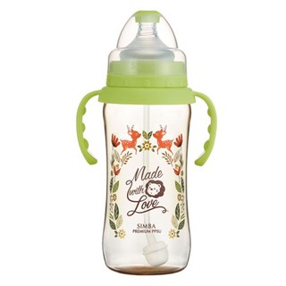 Simba 小獅王辛巴 桃樂絲PPSU自動把手寬口葫蘆大奶瓶 S61830 3個月以上, 果綠色, 360ml, 1個