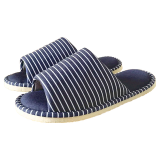 i Slippers 樂活系列 布質家居室內拖鞋 日系 超厚泡棉軟墊 台灣製造, L, 丈青條紋, 1雙