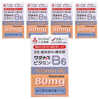 Jen Sheng 人生製藥 渡邊 維他命B6 膜衣錠 80mg, 80顆, 5盒