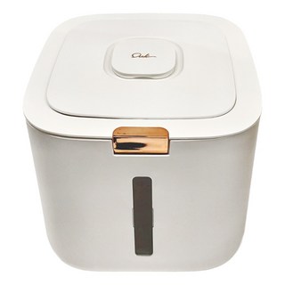 輕奢彈蓋儲糧桶 象牙白-10 斤 貓咪狗狗適用, 小號(22 x 22 x 20.5cm), 1個