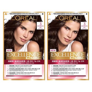 L'OREAL PARiS 巴黎萊雅 台灣公司貨 優媚霜三重護髮染髮霜 Excellence Creme, 3 深棕, 2組