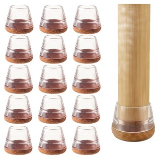 까사재클린 소음 미끄럼 방지 투명 의자 발 커버, 브라운, 16개