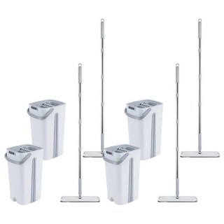 MOP SCRATCH 平板拖把桶組 清洗刮擦一體清潔拖把 桶20 x 17 x 36.5cm + 拖把33 x 12 x 128cm, 4組