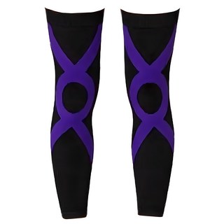 足健美 420D貼紮長版運動護膝襪 M 紫色 保暖 舒適, 1個