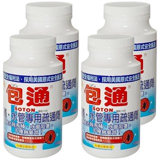 BOTON 包通 馬桶水管專用疏通劑 180g 適用於疏通水槽、洗手台、浴缸、馬桶等管道, 4瓶