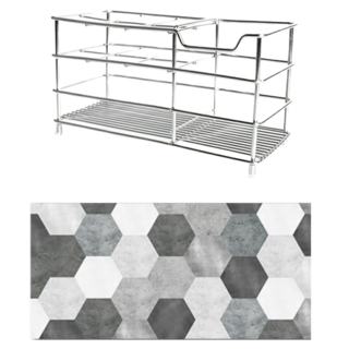 SGS設計款質感加大加厚硅藻土吸水墊 (含不鏽鋼牙刷架) 25*12*0.4cm, 六角銀河 銀色, 1組