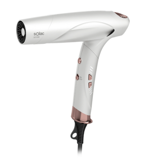 sOlac 智能中和離子專業吹風機 SD-1300W, 手柄可折疊，四重降噪，附直髮吹嘴、烘罩、造型吹嘴和清潔刷, 白色